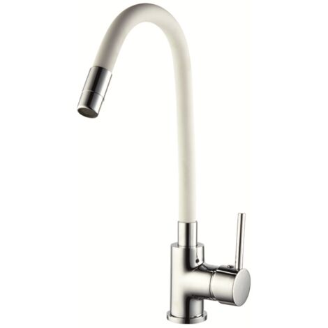 1PZ MISCELATORE LAVELLO A CANNA ALTA FLESSIBILE col. Bianco