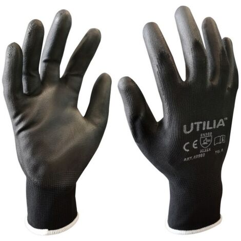 Utilia guanti in poliuretano col. nero tg. 8 (12 paia) - Utilia