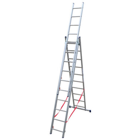 1PZ SCALA IN ALLUMINIO A 3 ELEMENTI STILO Gradini N3x 9 H max cm. 594