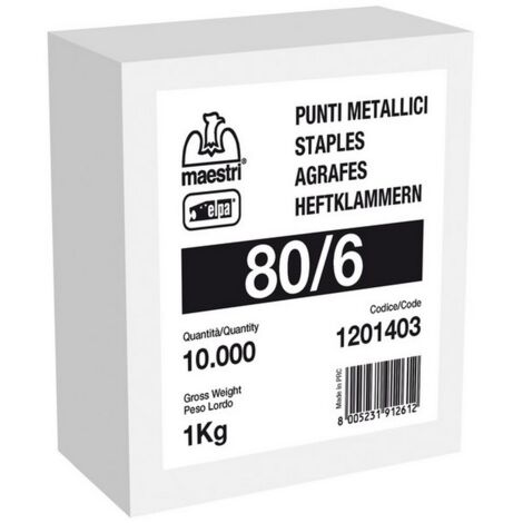 10000PZ PUNTI PER FISSATRICI IN SCATOLA  mod. 80/6 mm. 6 galvanizzati