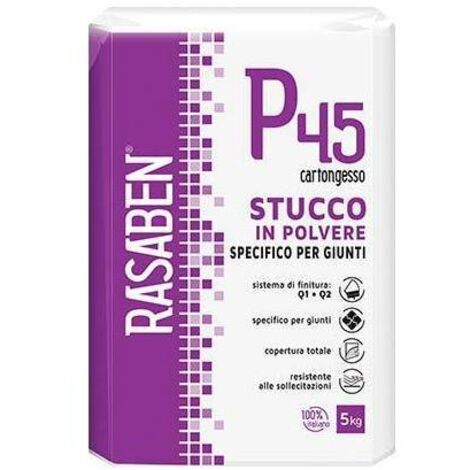 Stucco polvere cartongesso k2 rasaben p45 30 min kg  5 (4 pezzi) K2