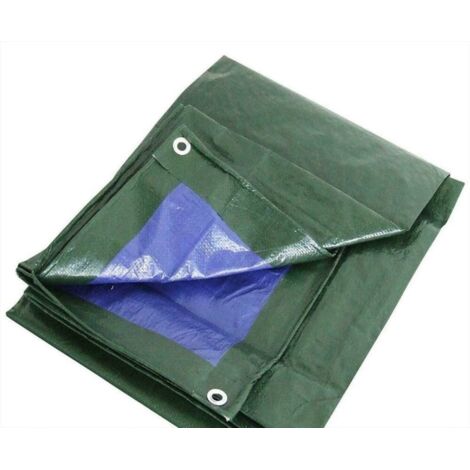 Telo Occhiellato Bicolore Verde-blu 5x5 Metri - Impermeabile E Resistente Per Campeggio E Lavoro