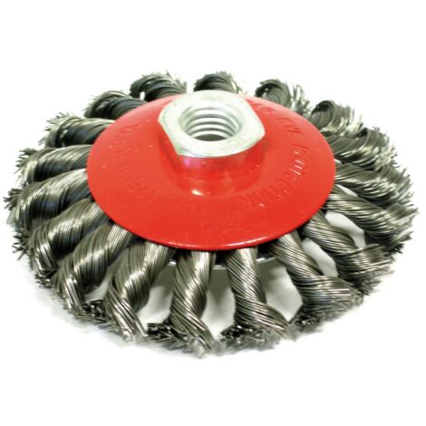 1PZ SPAZZOLA CIRCOLARE CONICA A MAZZETTI RITORTI attacco M14 Ï mm. 100