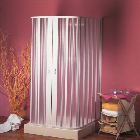 1PZ BOX DOCCIA 3 LATI A SOFFIETTO GOLD acrilico cm.60-80 x 70-90x185 h (1/3)