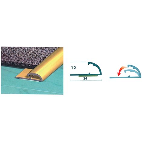 Coppia Aste Profili Per Passatoia Fermatappeto Terminale Alluminio Oro 67 Cm