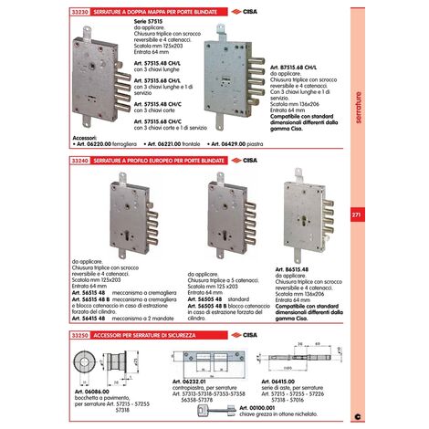 CISA ART. B7515.68 SERRATURA COMPATIBILE' CON CHIAVI LUNGHE