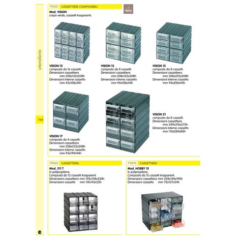 ArtPlast Cassettiera Porta Minuteria 15 Cassetti Dimensione 228x140x190 h -  HOBBY 15