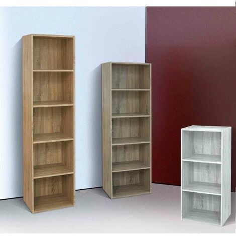 Libreria Cronos In Rovere E Bianco - 7 Ripiani A V - Per Libri, Blu-Ray E Oggetti Decorativi 53x27x138 Cm - Foto 11