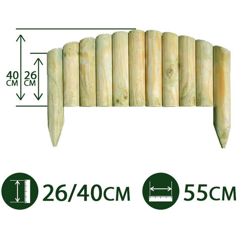 5PZ BORDURA AIUOLE VAMPIRO LEGNO PINO IMPREGANTO AD ARCO CM 55X26/40 H GIARDINO