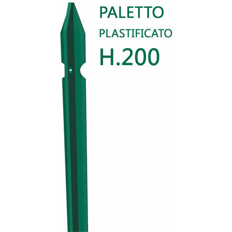 1PZ Palo a T altezza 200 CM per recinzione PLASTIFICATO, paletto per recinzione in ferro sezione T mm 30x30x3 Verde