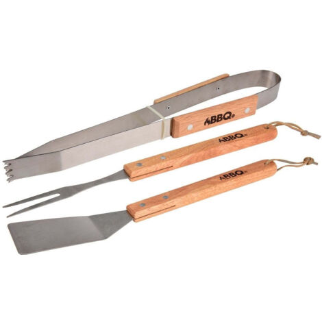 SET 3 UTENSILI PER BARBECUE 34CM IN ACCIAIO INOX C