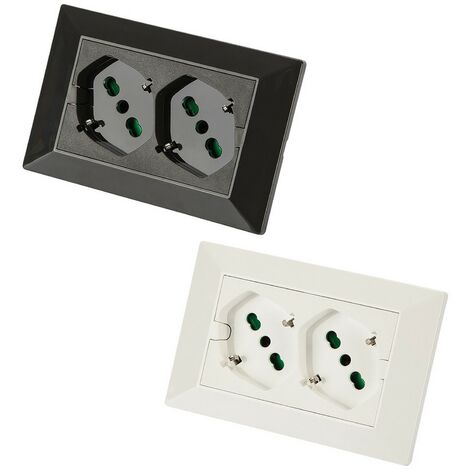 Doppia Presa Da Incasso Tipo F Schuko Cornice Bianca Inclusa IP20 Serie  WLine • Iluminashop Italia