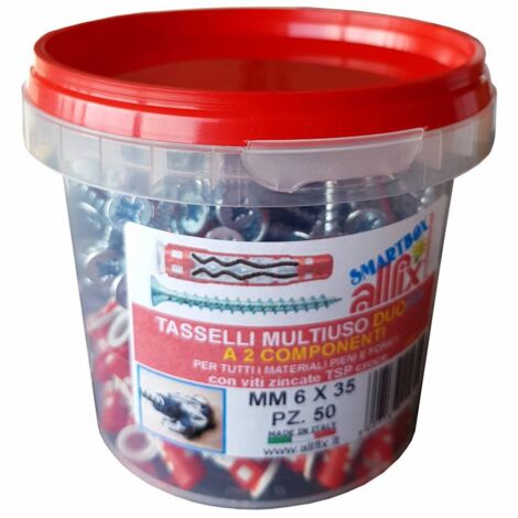 1CF CONFEZIONE 50 TASSELLI DUO FIX CON VITE MM. 6