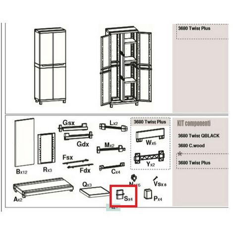 1PZ SUPPORTO S X ARMADIO TERRY CWOOD 2ANTE PORTA SCOPE 3680