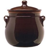 2PZ pentola bombata in terracotta brunella con coperchio - cm.20