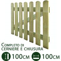 Cancelletto In Legno Per Giardino 100x100 Cm, Doghe Arrotondate, Impregnato Per Esterno