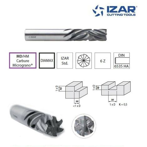 fraise à compression Izar carbure MD/HM DIAMAX diamanté pour fibre de carbone 12.00 mm (1/2)