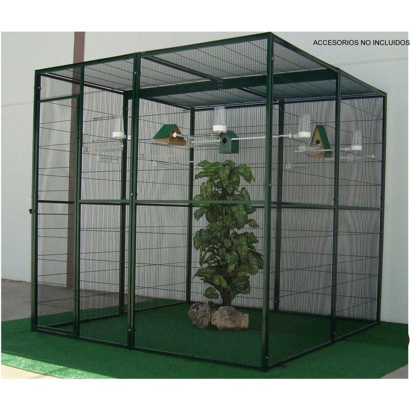 Volière de jardin pour perroquets de 4m² à toit deux pentes et séparation  centrale IMOR®