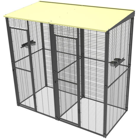 Volière d’intérieur, divié en deux pour perroquets, de 2m² à toit une pente, IMOR® (1/5)