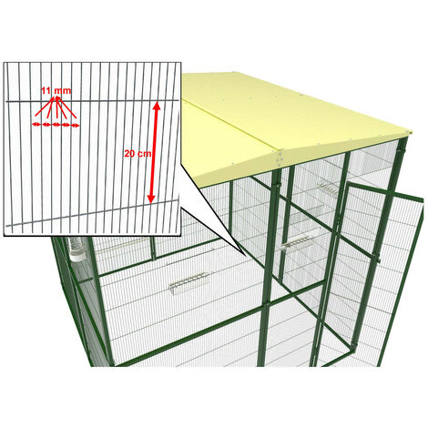 Volière pour petits oiseaux 4m² – Hauteur 195 cm – Maille acier résistante à la corrosion – Porte avec cadenas de sécurité – Imor