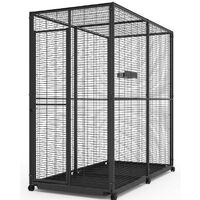 Volière intérieure sur roulettes pour perroquets 2m² – Toit en maille – Hauteur 195 cm – Accès facile avec porte et nettoyage rapide – Imor