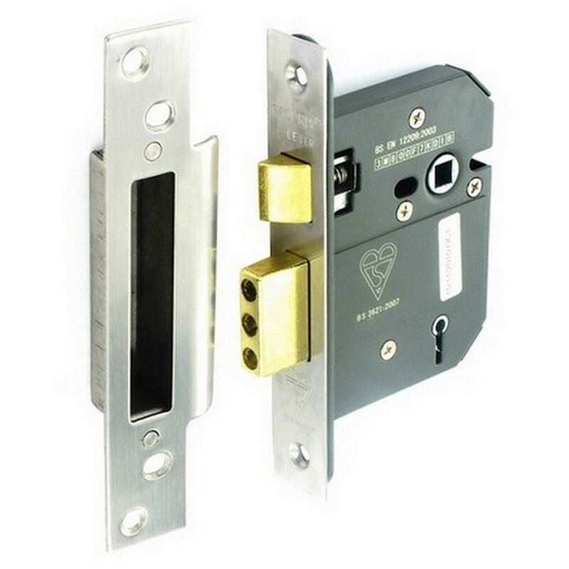 Securit S1782 5 Lever British Standard Sash Lock 76mm With 2 Keys Stainless Steel Bs3621 0956