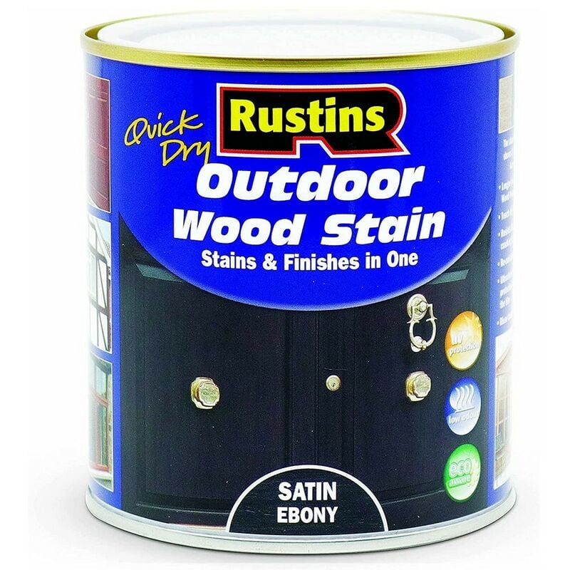 Rustins Outdoor Wood Stain 250ml Satin Ebony