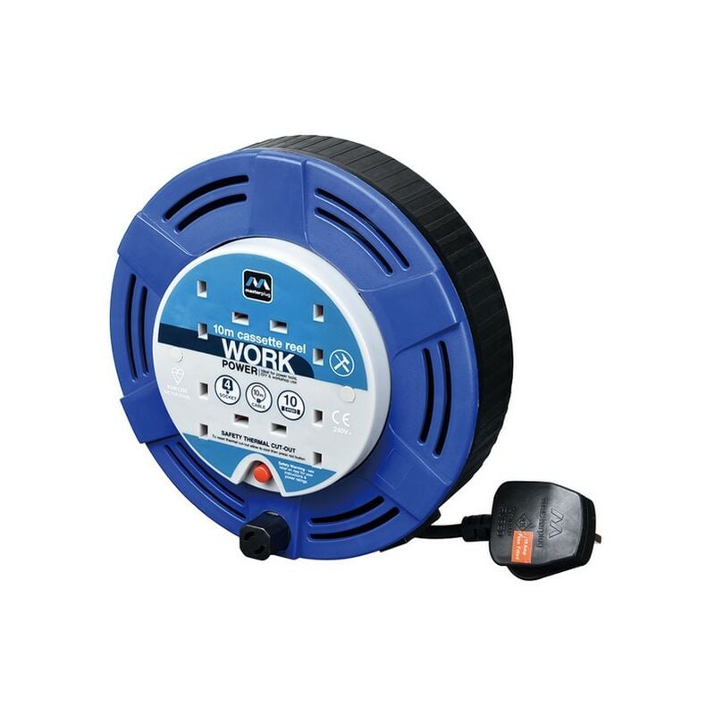 Masterplug Heavy-Duty Cable Reel 240V 13A 4-Socket Thermal Cut-Out - 30m