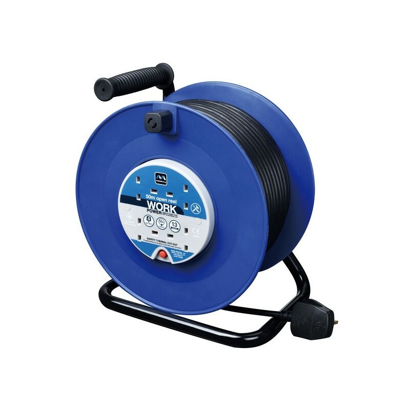 Masterplug 50m Cable Reel 4 Socket with Thermal Cut Out 240V