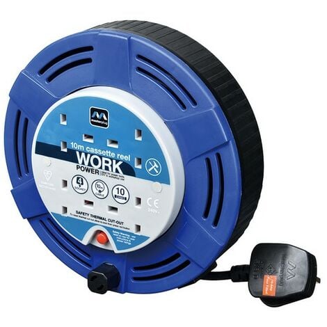 Masterplug 10m Cable Reel 4 Sockets with Thermal Cut Out 240V