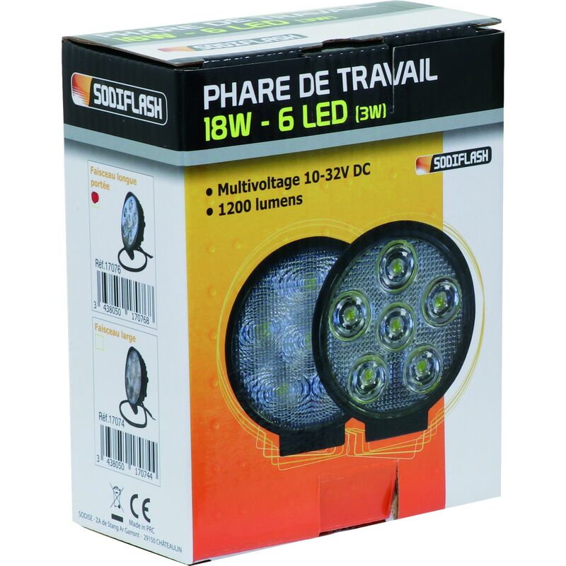 Phare travail LED carré 1800 lumens 80° UNIVERSEL