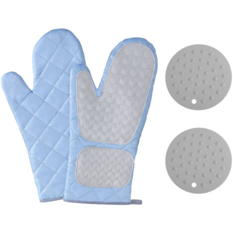 Mitaine Et Manique Résistantes à La Chaleur VALICLUD - Silicone Et Coton Lavables - Pour Four, Barbecue, Cuisine