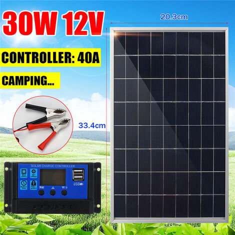 Panneau solaire portable 30W 12V + controleur 40A pour charger batterie  camping voyager SwagX