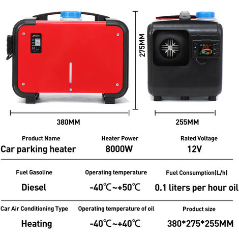 Chauffage à air Diesel HCalory 12V 24V 5KW-8KW 5L Réchauffeur d'air Diesel  LCD Bluetooth avec tige de traction réglable