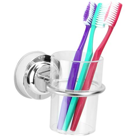 Cepillo de dientes titular con Copa De Succión Premium Montaje en Pared sin perforación de cromo 