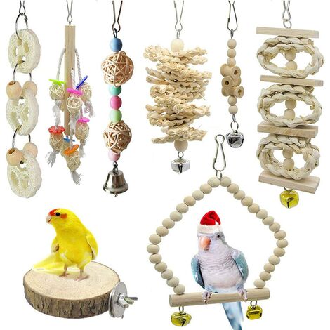 Bird toy 8 pieces bird chew toy, parrot toys set parakeet, parakeet, ara