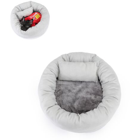 Cat dog kennel net red egg pie Nest of pet crystal super soft winter hot animal bed interior, gray s