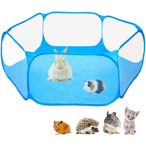 Foldable Indoor Outdoor Pet Playpen, Macllar Pet Playpen Cage for Guinea Pig, Hamster, Rabbit, Rat, Pigs Run Portable (Blue)