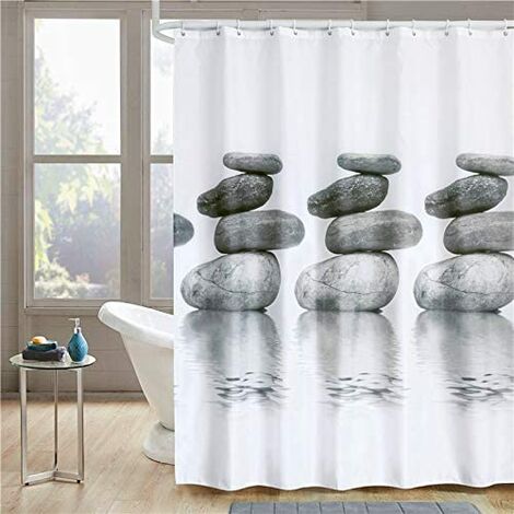 Parkarma Waterproof Shower Curtain 180 * 180cm Shower Curtain with Reinforced Hem with 9 Hooks Mold-Proof Shower Curtain for Bathroom (Stone)