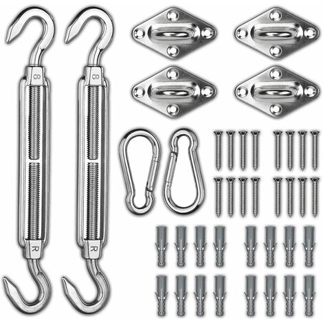 Heavy Duty M8 Shade Sail Fixing Kit, 304 Stainless Steel Canopy Fixing Kit for Triangle and Square, Accessory Kit (M8)