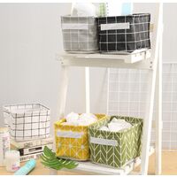 Foldable storage box | Cube container in robust canvas with handle | Ideal for organizing cupboards, offices and houses (5, black, white, gray, yellow, green)