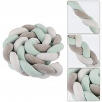 Bed Tower, Braided Bumper, Branded Baby Bed Crib 3 Weaving Baby Weaving Braided Bumper Decoration for Bed Bed (300cm Gray + White + Green)