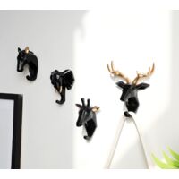 4 pieces hook hook hook animal hook coat holder key shelf (black