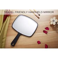 Hand Mirror, Black Handmade Mirror with Handle, Square 21.5cm