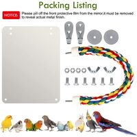 Stainless steel bird mirror with high parrot holder, suitable for small parrots, small