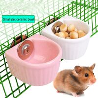 Small Animal Bowl, Removable Cage Feeder, Ceramic Pet Water and Feeder, Small Animal Supplies for Rabbits, Parrots, Squirrels, Chinchillas, Hamsters and Ferrets, 5.8cm Pink Trumpet
