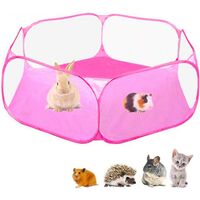 Foldable Indoor Outdoor Pet Playpen, Macllar Pet Playpen Cage for Guinea Pig, Hamster, Rabbit, Rat, Pigs Run Portable (Pink)
