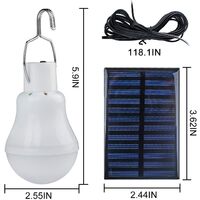 Portable Solar Camping Light, LED Solar Bulb Solar Emergency Lamp Garden Lantern Solar Lighting with Hook Bulb Panel for Camping, Fishing, Hiking, Indoor