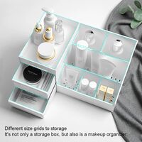 Desktop Makeup Organizer Drawers, Beauty Products Storage Chest Office Desk Organizer Office Stationery Storage Box Makeup Organizer (White)