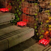 4pcs Ice Brick Light, IP68 Waterproof Ice Rock, LED Night Light, Built-in Solar Buried Crystal Landscape Light, Used for Decorating Yard Paths, Swimming Pools and Ponds (Red)